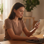 Mujer profesional trabajando remoto, enfocada en 6 habilidades clave para 2025.