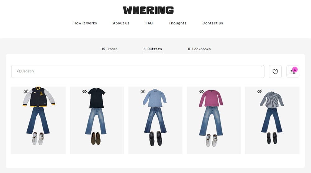 Ejemplo de outfits planificados para la semana (incluyendo las combinaciones de Navidad) usando la función de outfits digitales en Whering.