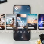 Imagen conceptual de consumo de videos cortos tipo TikTok en un teléfono móvil, mostrando un feed vertical con scroll infinito que representa atención fragmentada.